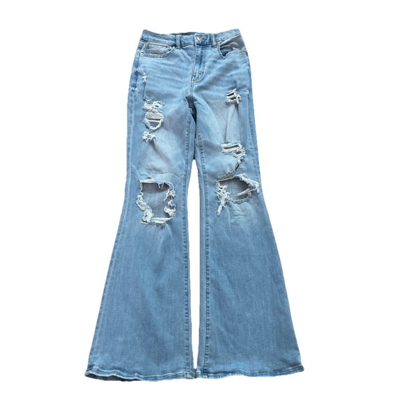 American Eagle Outfitters Denim - American‎ Eagle Denim Jeans Curvy High Rise Flare Distressed Blue Women's 2